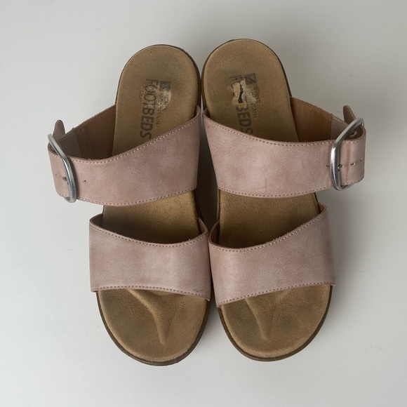 White Mountain Women's Copious Footbeds Sandals Size 7 M Pink Wedge Buckle Cork - Picture 2 of 8